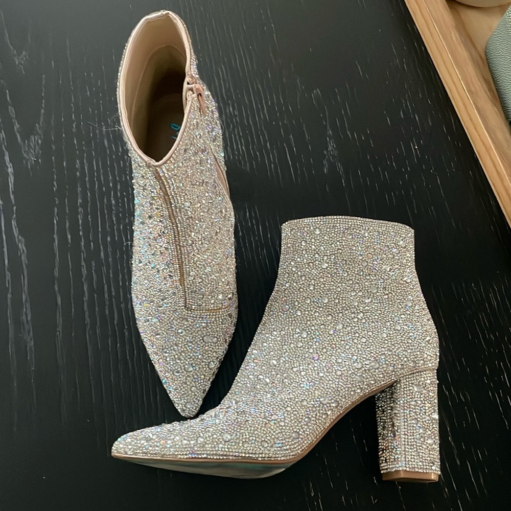 Betsy Johnson Cady Sparkle Boots - 3.25” heel.